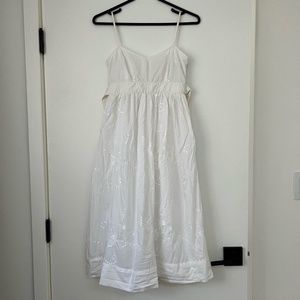 Zara | Sequined White Midi Dress with Smock Back Size XS
